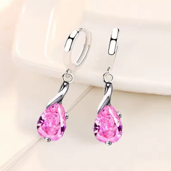 Pink Ice Teardrop Earrings - Picture 1 of 3